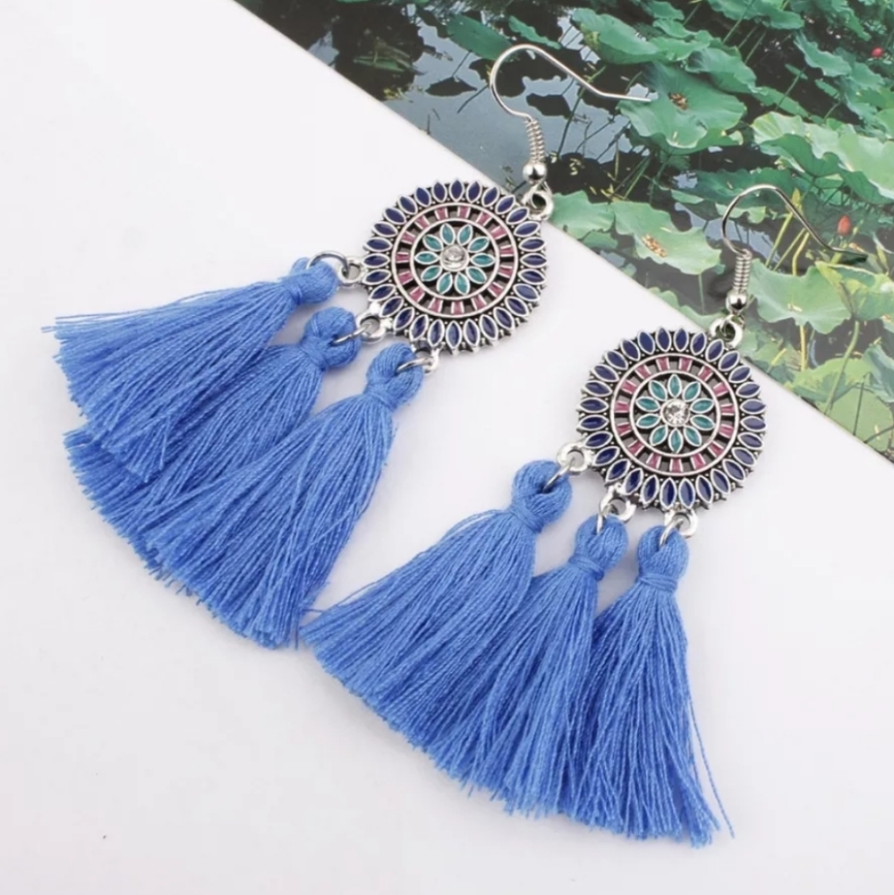 Western Tribal Tassel Dangling Earrings
